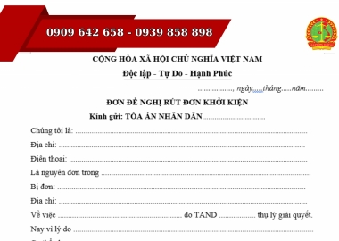 MẪU ĐƠN ĐỀ NGHỊ RÚT ĐƠN KHỞI KIỆN