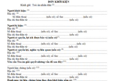 ĐƠN KHỞI KIỆN PHẢI CÓ NHỮNG NỘI DUNG CHÍNH NÀO? 