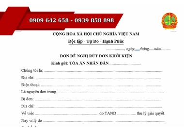 MẪU ĐƠN ĐỀ NGHỊ RÚT ĐƠN KHỞI KIỆN